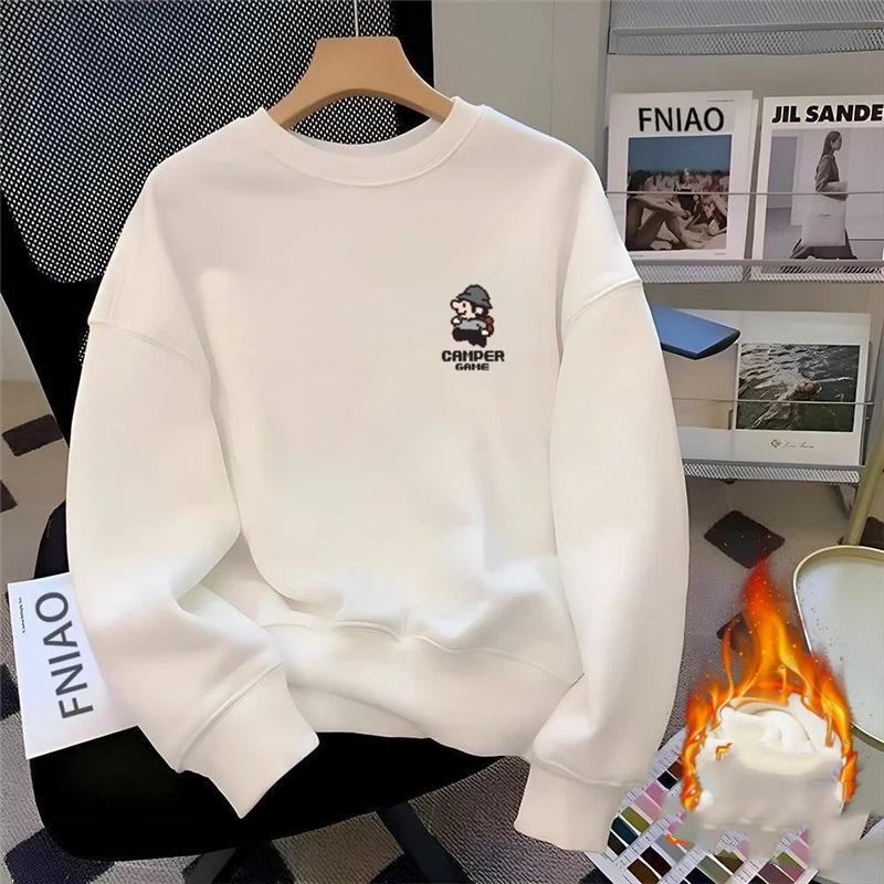 Oversized Casual Crew Neck Pullover Sweatshirt XXXL белый