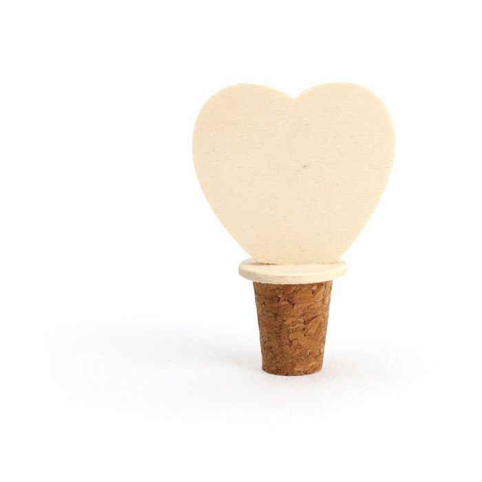 Wooden Bottle Stopper Heart 5 Cm