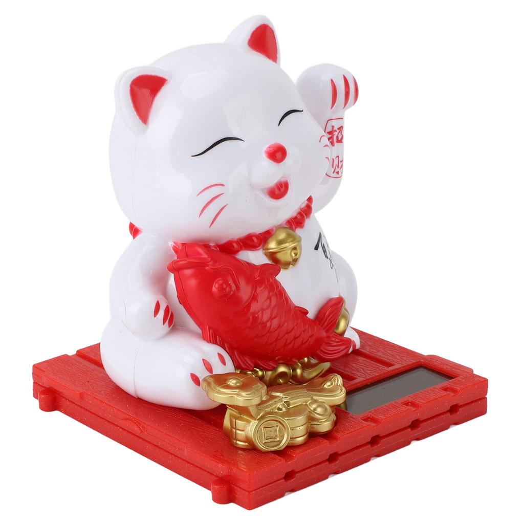 Solar Waving Cat Innovative Cute Solar   Cat Solar Powered Fortune Cat with Transparent Cover for Car Dashboard Cashier Desk Store