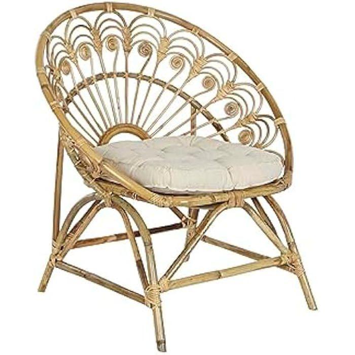 Fauteuil - DKD HOME DECOR - Standard - Blanc Et Marron - 75x50x90 Cm - Design Contemporain