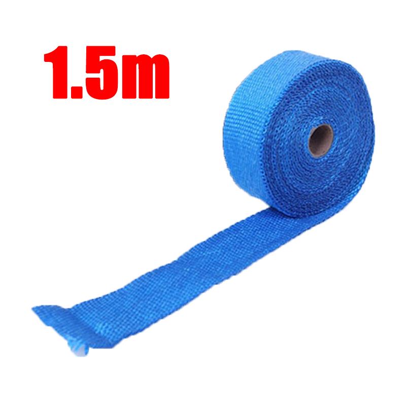 1.5m Motorcycle Exhaust Pipe Wrap Insulation Glass Fiber Tape Auto Insulation Heat Wrapped Tape 900-1200 Degrees Temperature