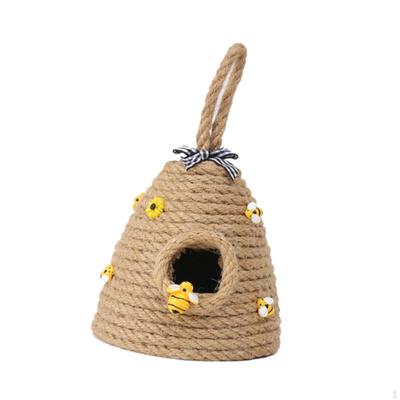 Bikupa Hängande Ornament, Bikupa Dekor, med Honung och Blommor, Vävdekoration, Hem