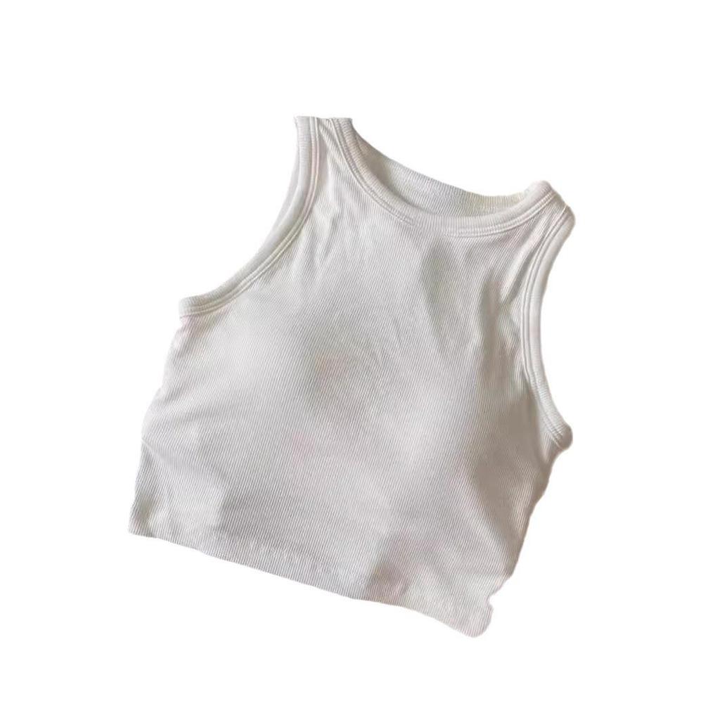 Women's Slim Fit Sleeveless Sling Tank Top with Chest Pads - Summer Hot Girl I-Back Shirt