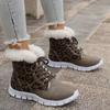Women's Winter Ankle Boots, Mid Heel Platform Lace-Up Short Booties with Faux Fur Trim, Solid Color Plain Toe, Man-Made Upper