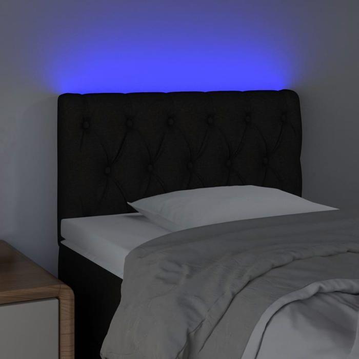 VidaXL Tête de Lit à LED Meuble de Chambre à Coucher Accessoire de Lit Simple Tête de Cadre de Lit Intérieur Noir 80x7x78/88 3121924