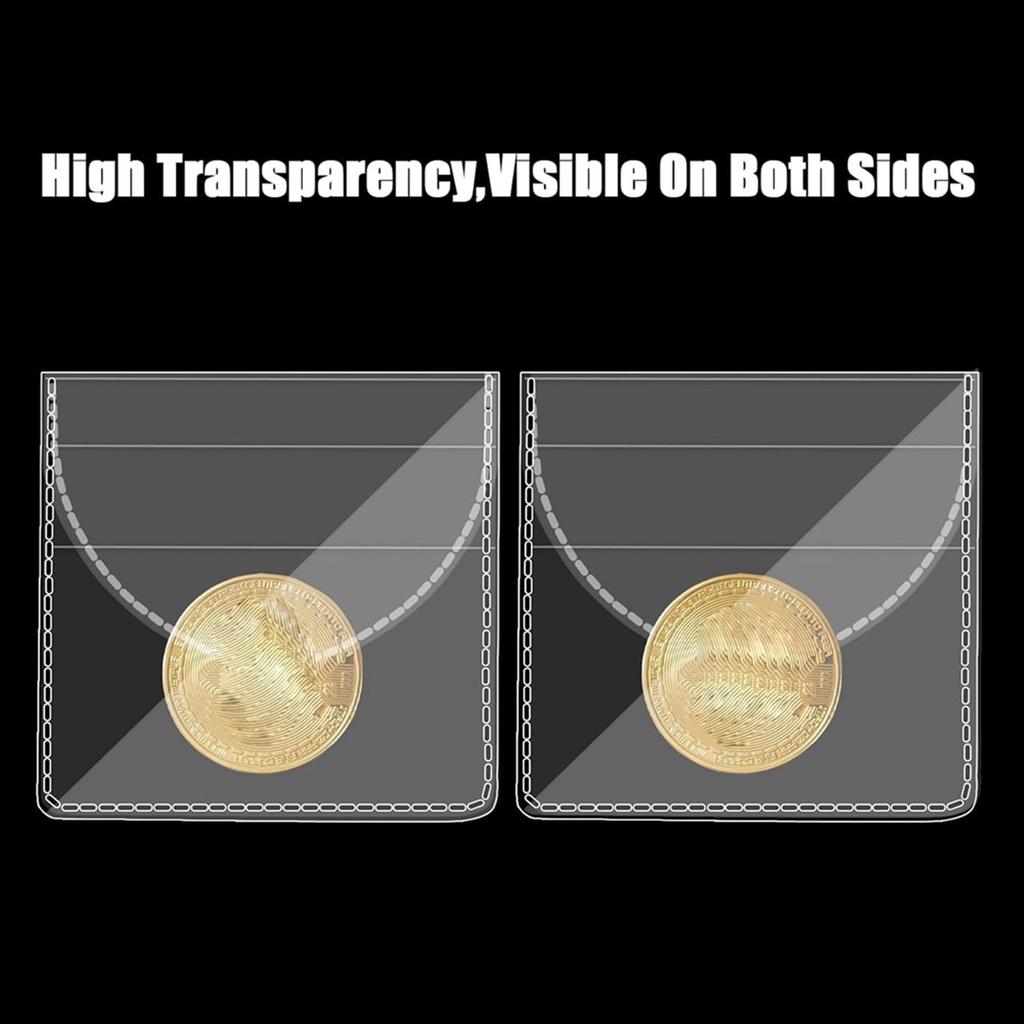 2025+ 150Pcs Single Pocket Coin Flip Coin Sleeves Holders Clear PVC Coin Protectors Plastic Coin Holders (2.2 X 2 Inch Square)