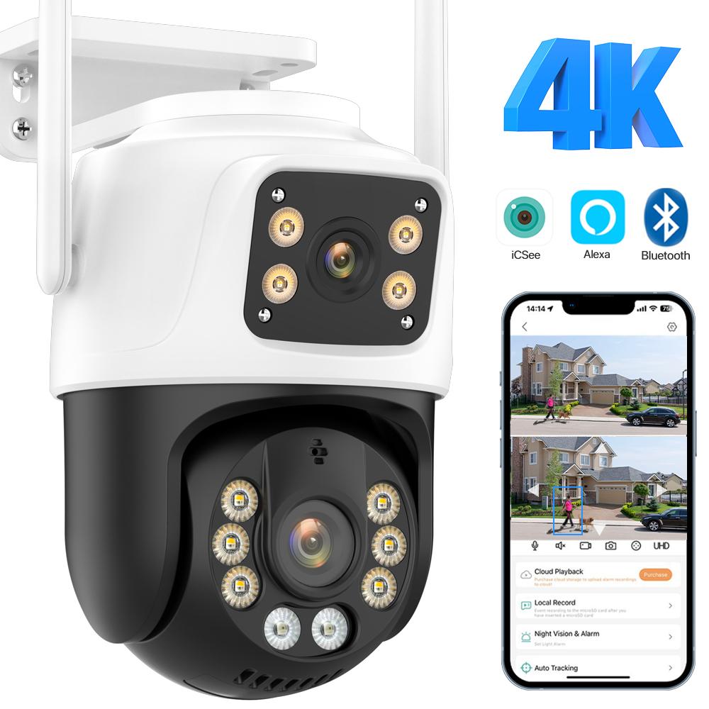 

Нова зовнішня PTZ-камера ЄС із 4K 8MP HD Wi-Fi IP-камера з подвійним екраном, автоматичне відстеження, бездротовий захист, захист, відеоспостереження iCSee 4MP Camera