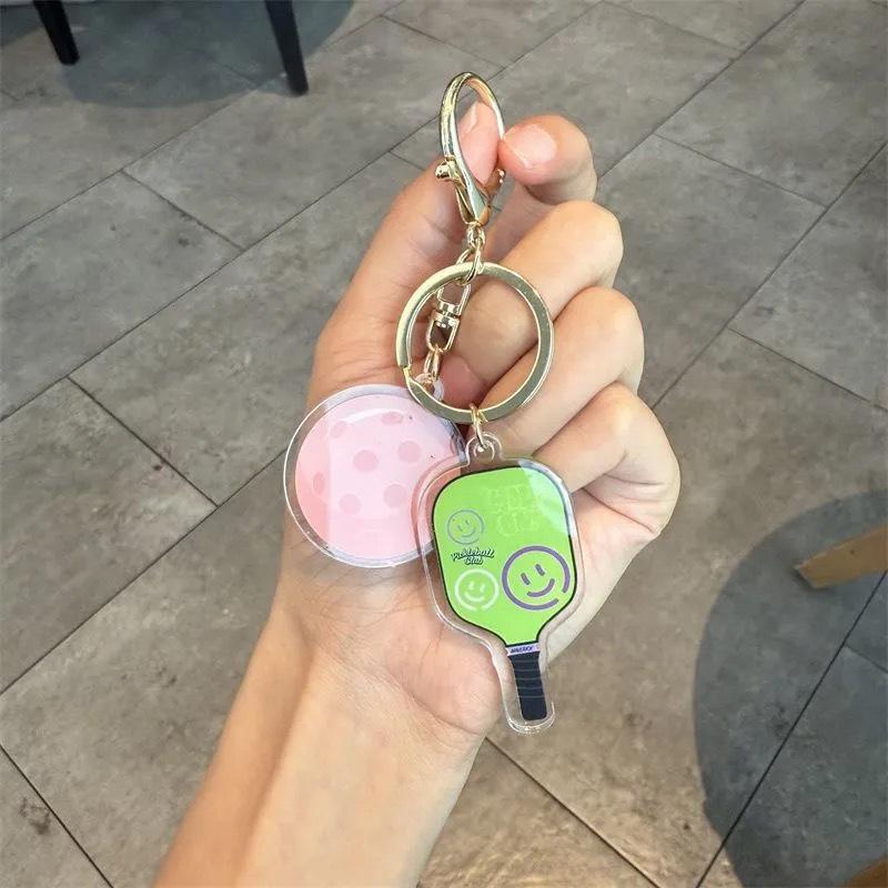 Creative Cartoon Pickleball Paddle Keychain Ornament - Fun Unisex Backpack Pendant Gift