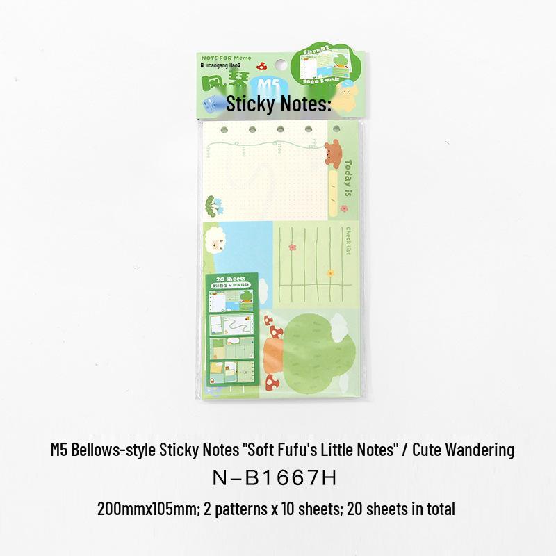 

Soft Fufu M5 Accordion Sticky Notes - Multifunctional Journaling & Message Book