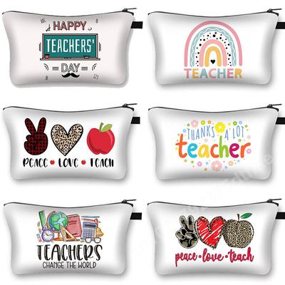 Regenbogen Lehrer Druck Kosmetiktasche Muster zum Tag des Lehrers Make-up Taschen Damen Lässig Bester Lehrer Kosmetikkoffer Geldbörse Geschenk