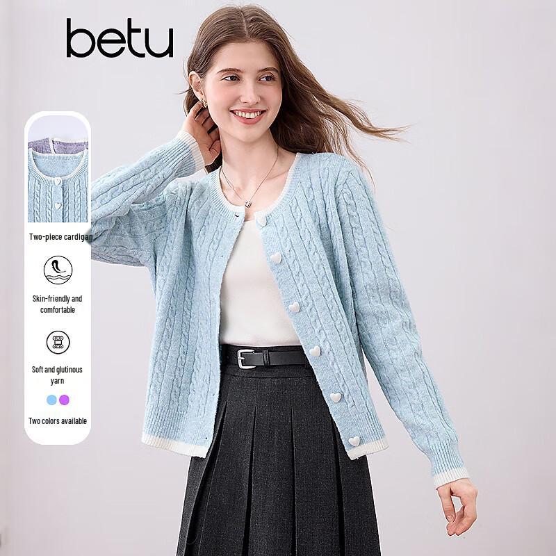 

Betu Women s Color-block Faux Two-Piece Knit Cardigan S