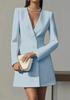 Chic Women French Style Blazer Dress V‑Neck Double Breasted Solid Color Long Sleeve Mini Dress Elegant Office Business Commuter Party Short Dress