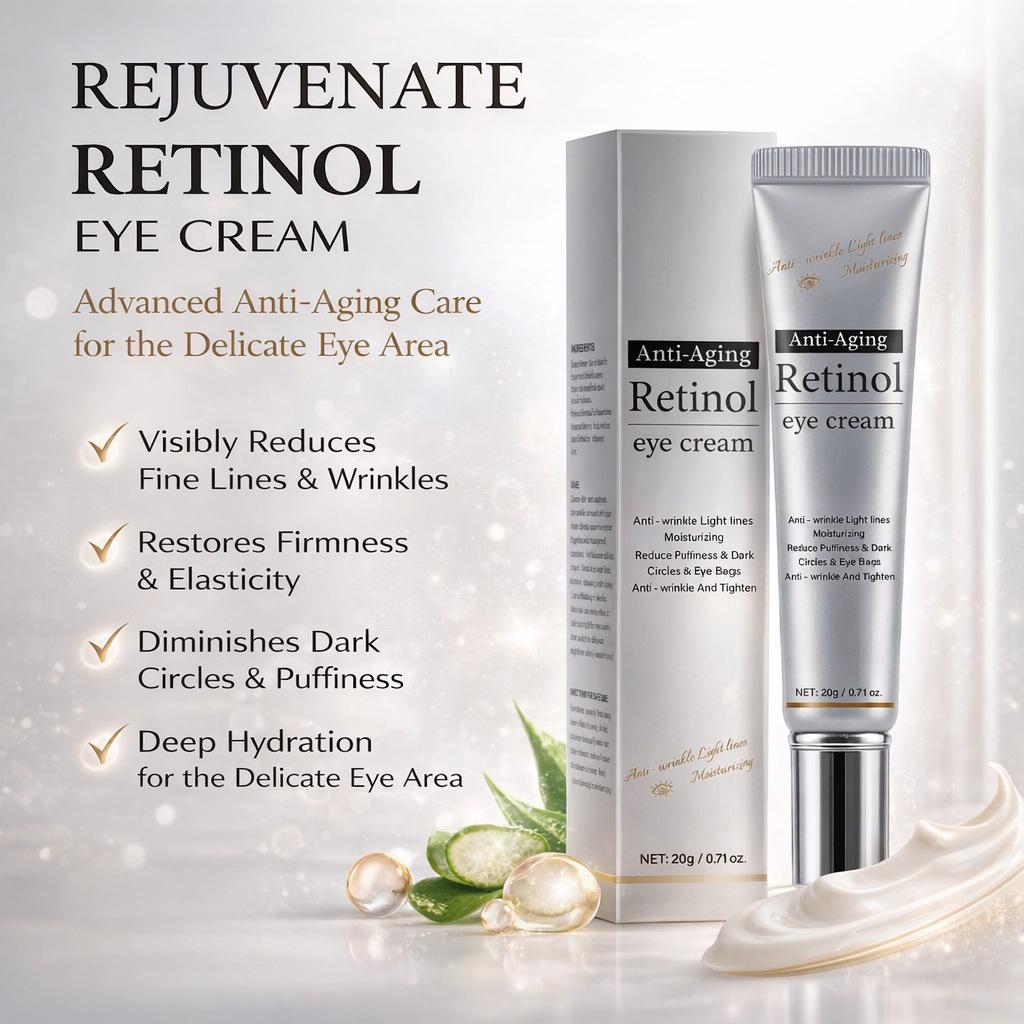 Retinol Eye Cream 20g, Anti-Wrinkle & Tightening, Reduces Dark Circles, Hydrates Eye Area
