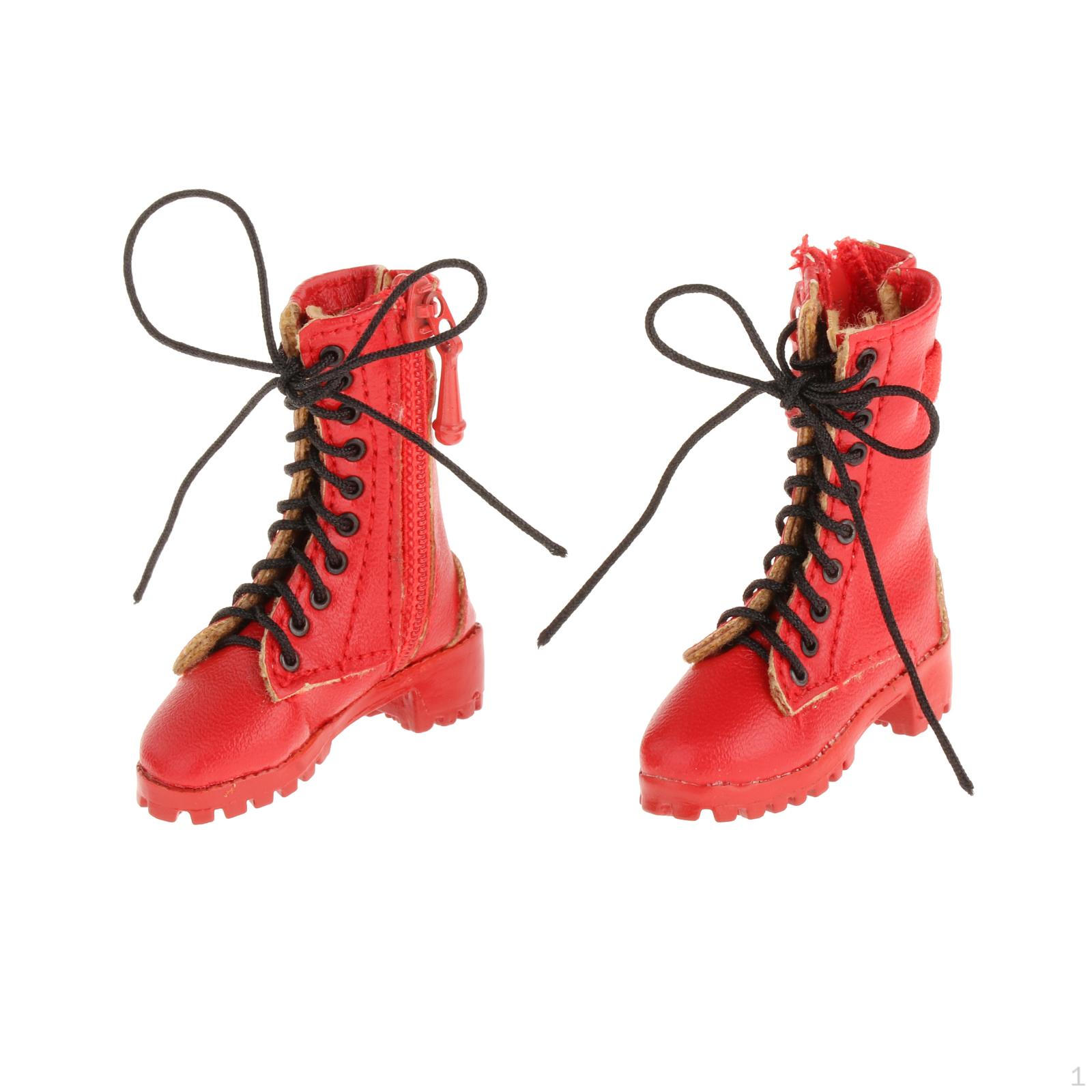 

1/6 Scale Female Soldier Zipper Leather Boots for 12 Inch Figure Women Body Hollow