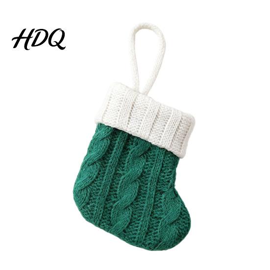 Festive Gift Packaging Accessories Christmas Tableware Holder Knitted Stockings Spoon Knife Fork Decorative Stocking Pendants Bag for Fireplace,