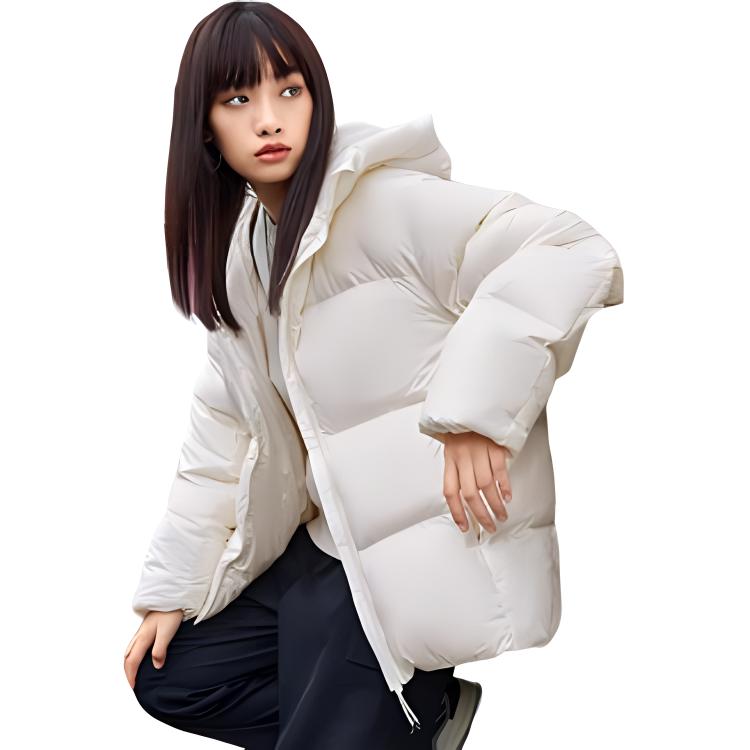 Li Ning Sports Lifestyle Series Zipper Cardigan Stand Collar Hooded Down Jacket Unisex Outerwear Off-White AYMS378-1