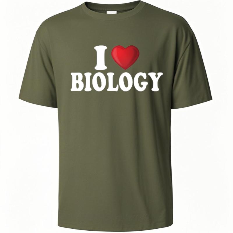 Top Tees Relaxed Fit Tshirt Soft Boys Oneck Tshirt Streetwear I Love Biology Comfort Man Tees Breathable Tee Oversized Tshirt