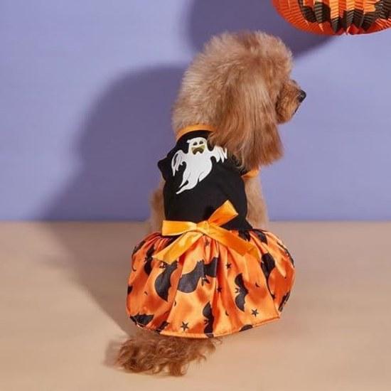 Halloween Pet Clothing Ghost Bat One-piece Wear Cute Costume Disguise Skirt Small Dogs Medium Cats Commemorative Photo (Halloween-A L)