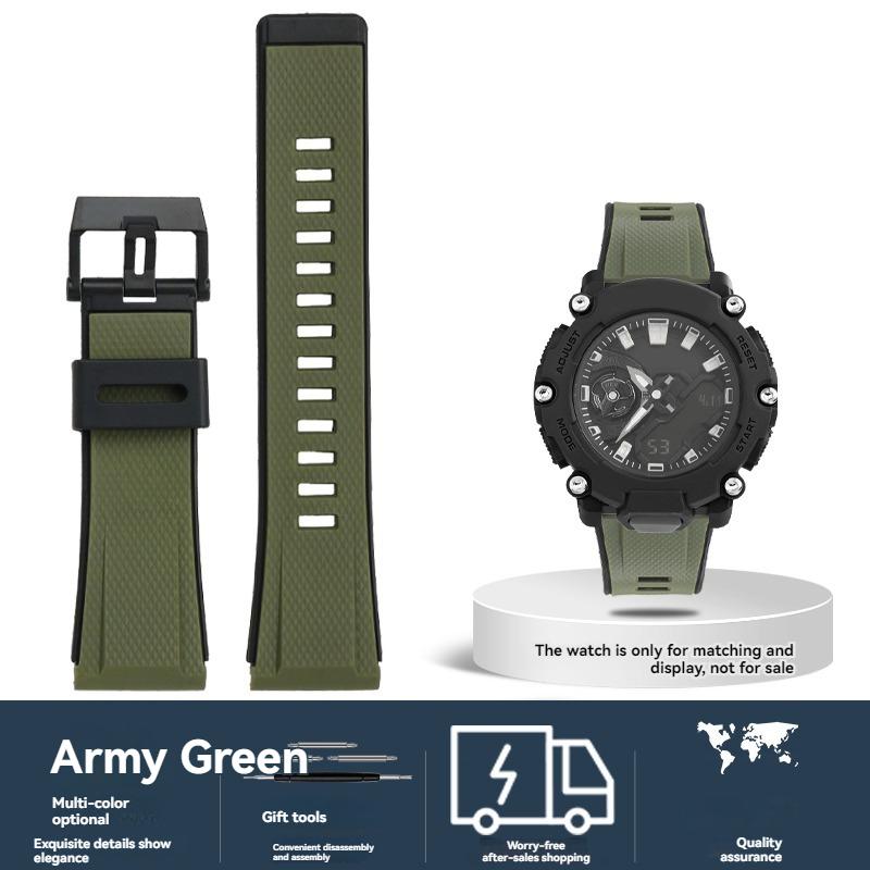 For CASIO GA-2000 GA2000 GA-2200 PRG-600 prg-650 PRW-6600 Series Watch Chain Soft Silicone Rubber Strap Orange Wristband 24mm