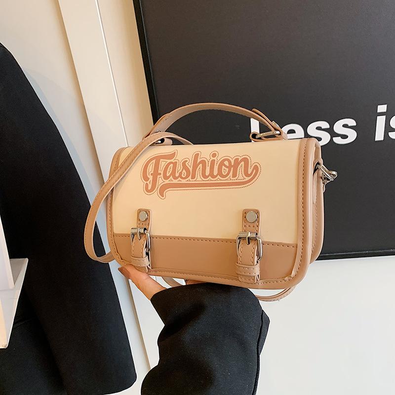 

Beautiful 2024 personalized small square bag trend niche design contrasting color letter women s bag fashion shoulder messenger bag хакі