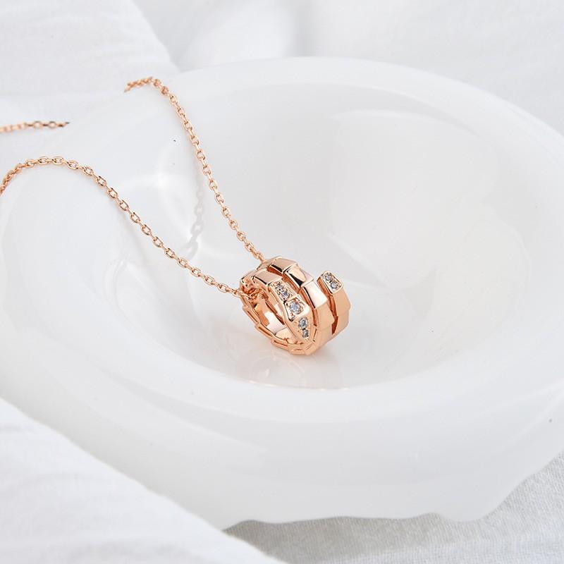 New Double-circle Snake Simple Retro Men s and Women s Snake-shaped Clavicle Chain Pendant Necklace 60CM(Necklace Long)