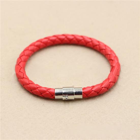 Unisex Faux Leather Braided Wristband Bracelet Magnetic Clasp Bangle Jewelry