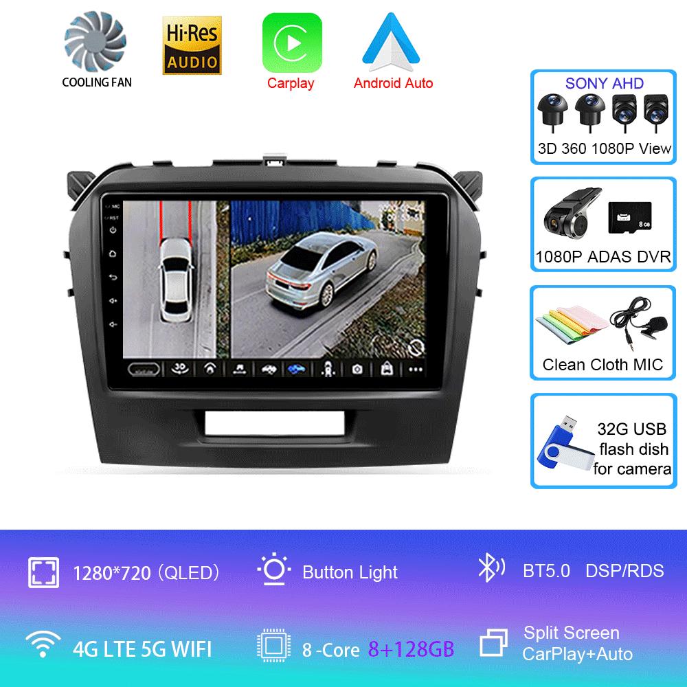 Car Radio Android 14 Carplay Auto For Suzuki Vitara 2015 2016 2017 2018 2019 Multimedia Video Player Navigation Gps Stereo Audio