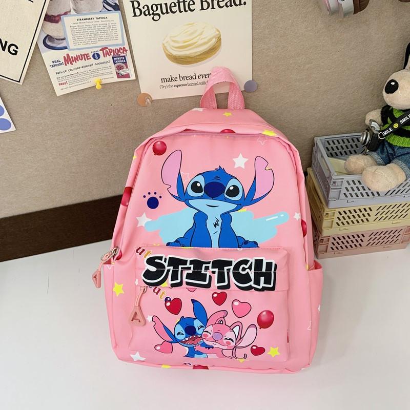 Lilo Stitch Kids Backpack With Durable Nylon For School Use And Cartoon Design