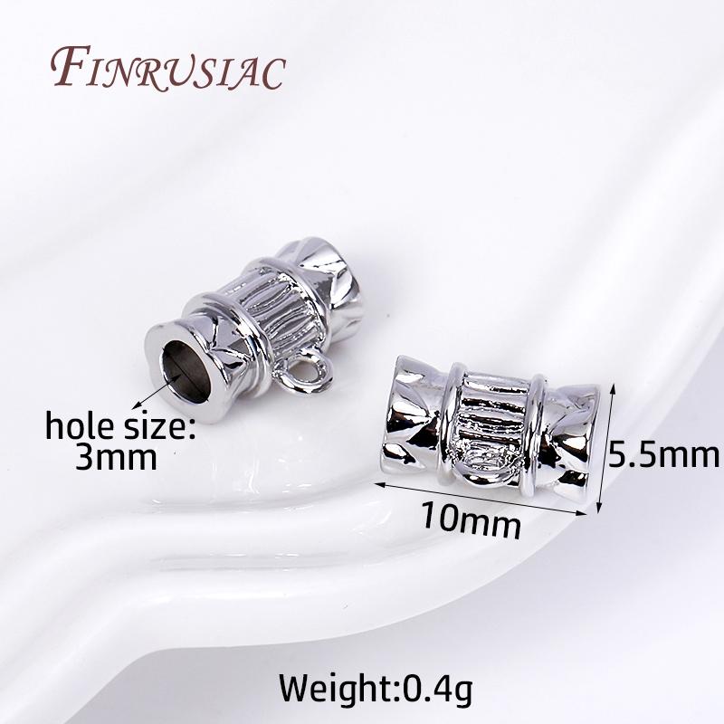 18K Gold Plated Bamboo Tube Shape Spacer Beads Pendant Charms Bail Brass Metal Bail Beads Connector DIY Jewelry Making Supplies