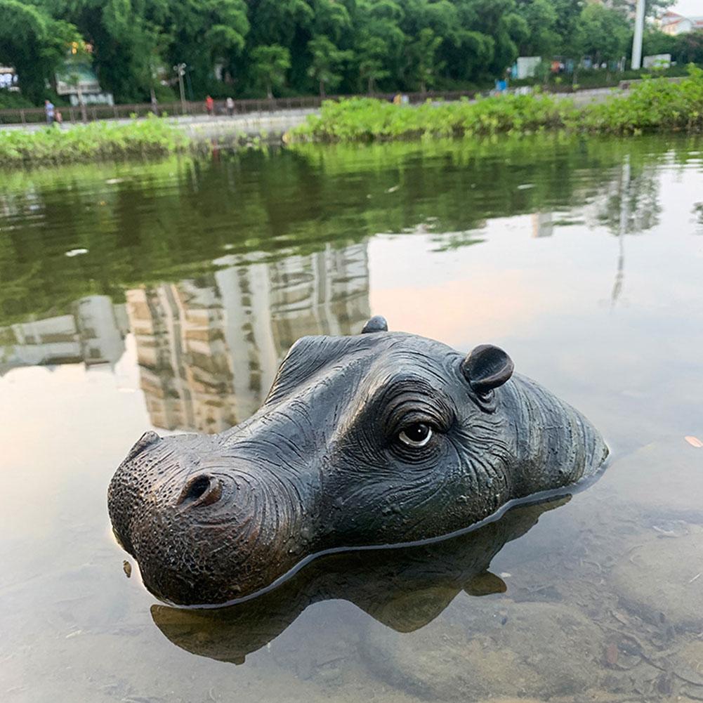 Pond Floating Decoration Hippo Shark Head Garden Pond Floating Animal Ornaments  Friendly Realistic Decorations Pool, Garden