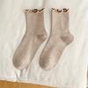 Ladies Spring and Autumn Sweet Solid Color Fungus Lace Ballet Wind Drum Pile Socks