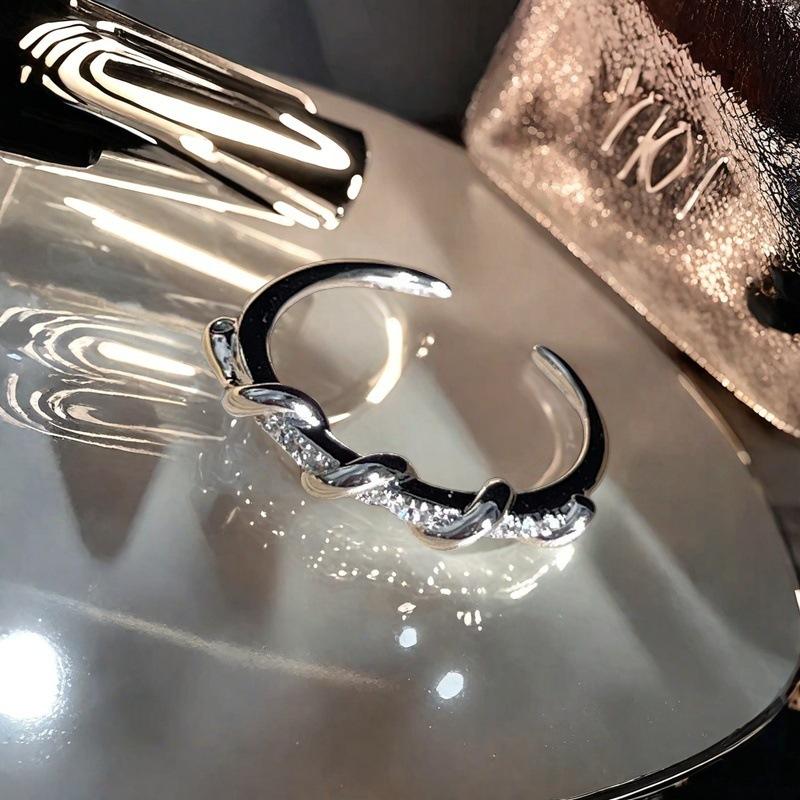 Fashion Light Luxury Iris Cross Open Ring Femininity High Sense Niche Design Exquisite Ring