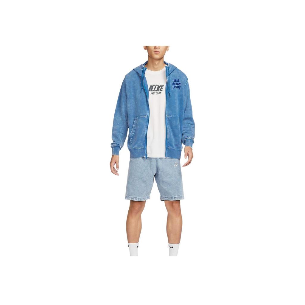 Nike Club Full Zip Hooded Jacket Men Washed Blue HQ6040-486