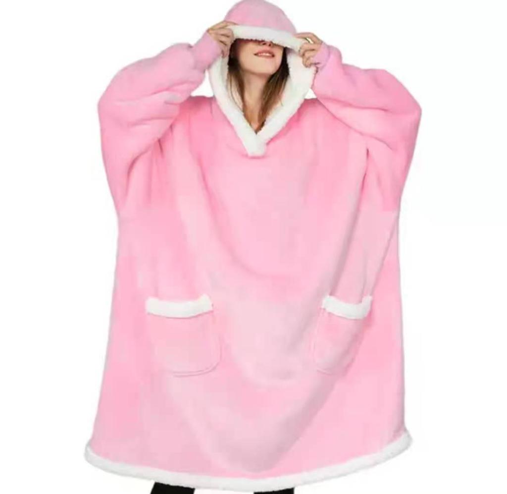 Cozy Hooded TV Blanket Pullover: Fleece Pajama Robe for Outdoor Cold Protection