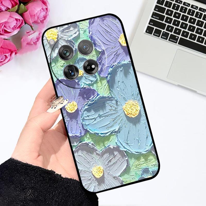 Case For OnePlus 12 Fundas 1+ 12 CPH2573 Floral Pattern TPU Silicone Phone Cover For One Plus 12R Capa CPH2585 Shockproof Bumper