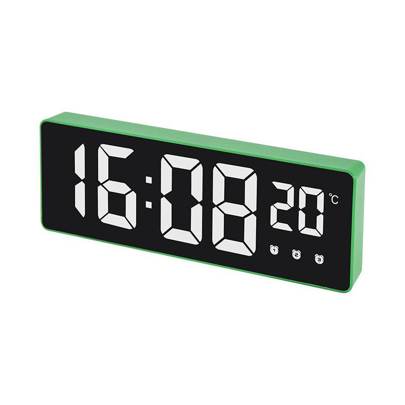 Silent LED Mirror Clock with Three Alarms - Ideal for Students & Kids' Bedside Desk