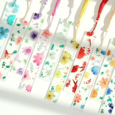 Segnalibri in acrilico trasparente Segnalibri con fiori Materiale scolastico per studenti Regali di cancelleria Regali creativi