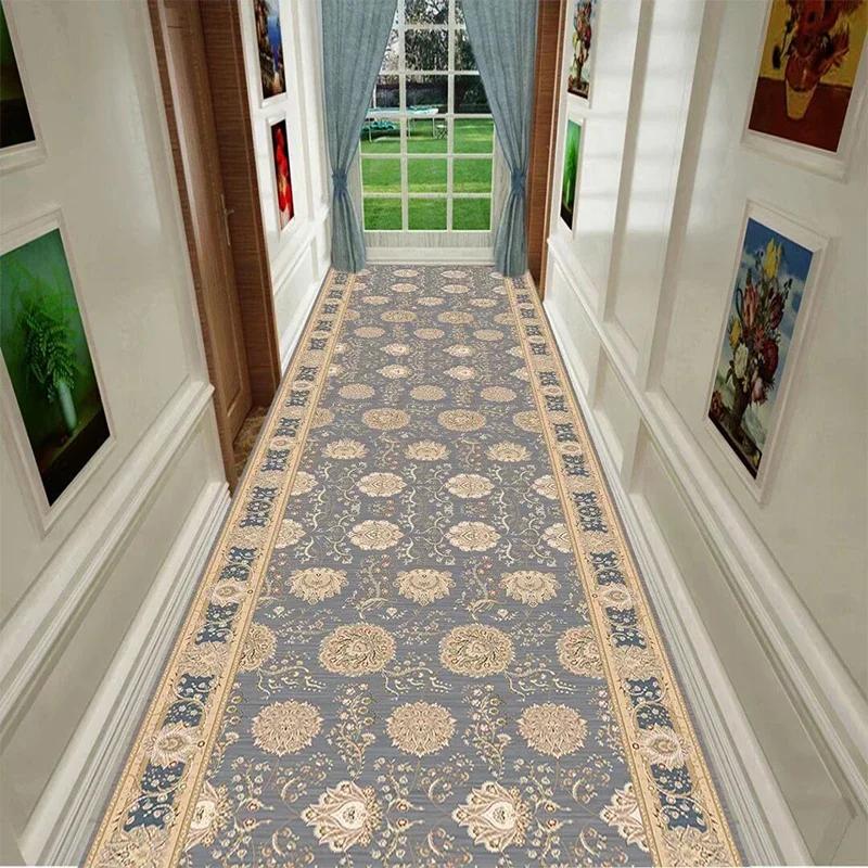 European Luxury Hall Corridor Carpet Non-slip Washable Runner Stairway Rug Outdoors Aisle The Long Corridor Mat Customizable