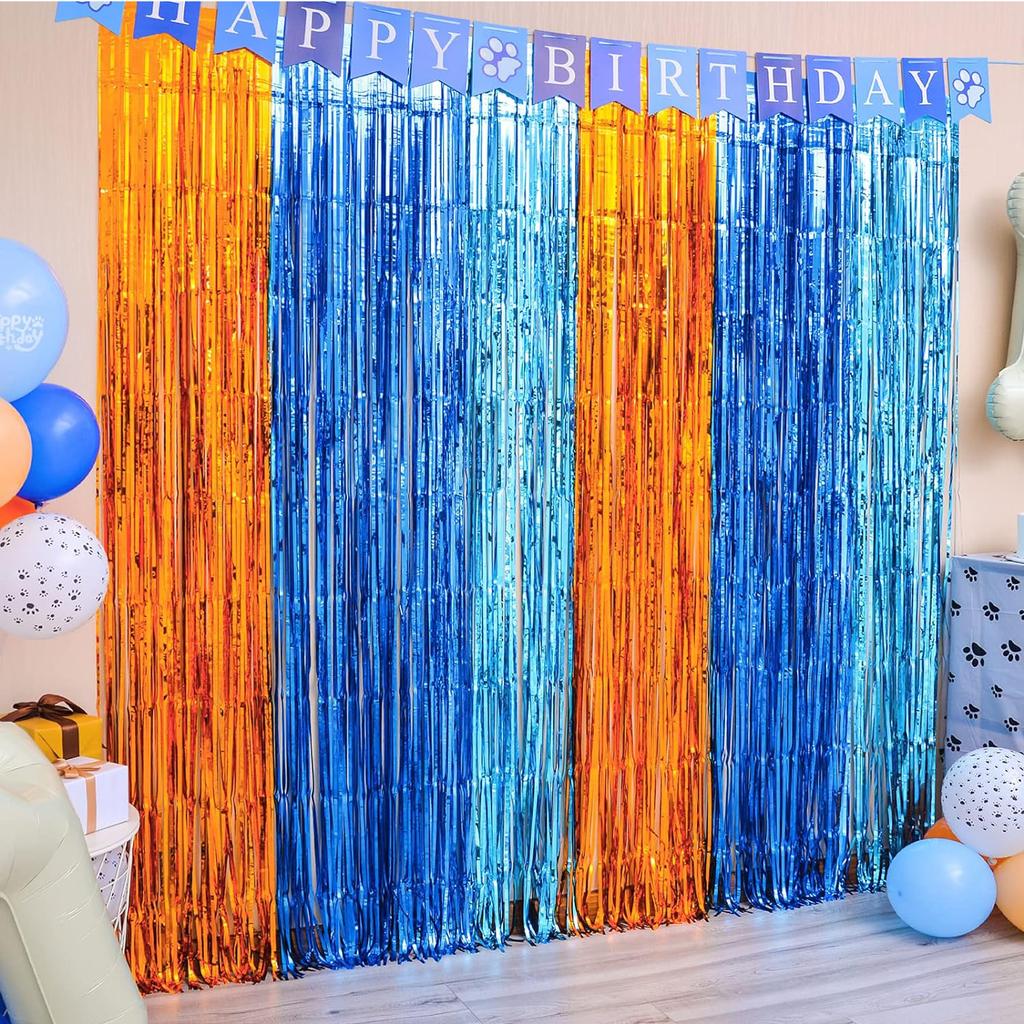 2 Pack Rainbow Foil Fringe Curtains Rainbow Party Decorations 3.3x6.6ft Tinsel Metallic Streamers Holiday Photo Booth  for Party
