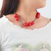 Handmade Red Bead Necklace Korean Style Y2K Clavicle Chain Retro Fruit Cherry Necklace  Women