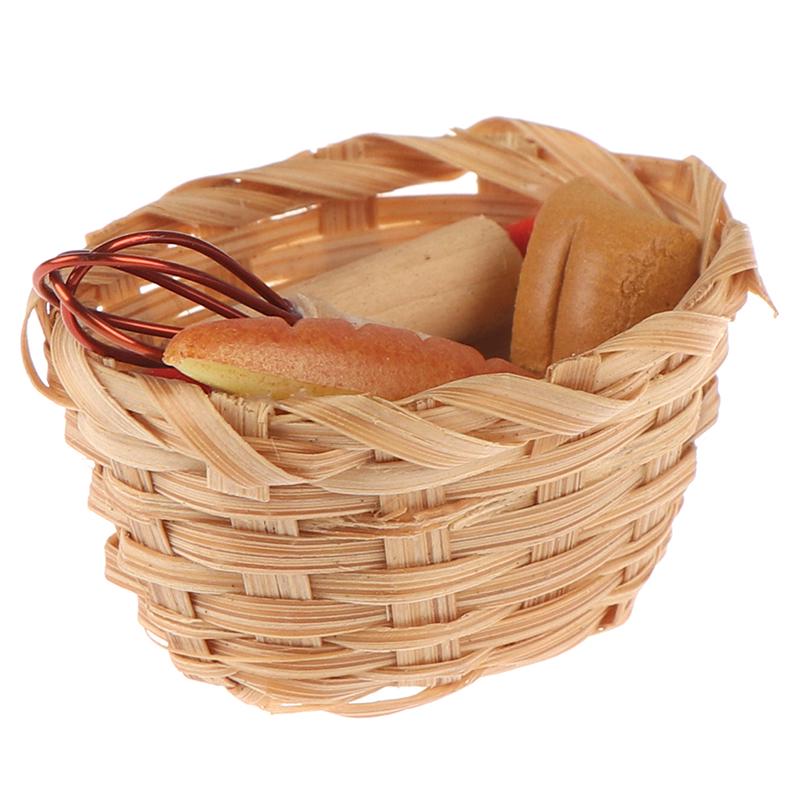 1:12 Mini Simulation Artificial Fruits Vegetables Doll House Furniture Decor Bamboo Basket Miniature Accessory For Children Kids