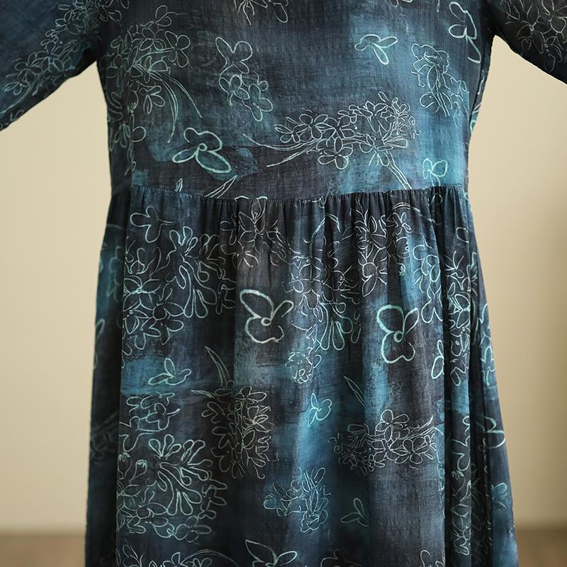 DIMANAF Neu 2025 Damen Übergröße Frühling Langes Kleid Locker Basic Vintage Oversize Langarm Maxi Floral