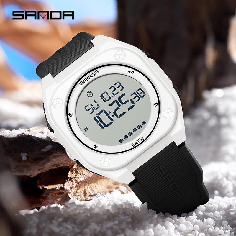 Sanda Multifunctional Luminous Waterproof Student Countdown Watch with Alarm