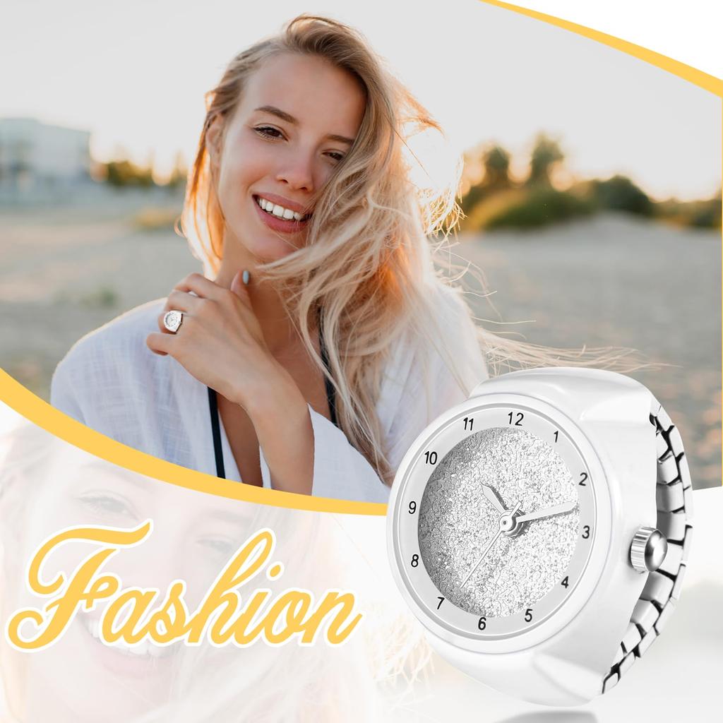 Ring Watch Ring Watch Simple Stylish One Size Fits Stainless Steel Ring Watch Analog Quartz Watch Black White Fashion Accessory Birthday Christmas Day