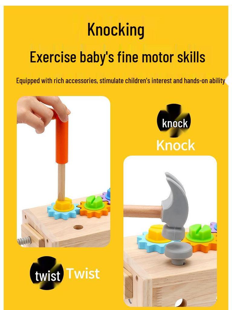 Kids' Wooden Toolbox Pretend Playset for Early Education