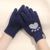 Fashion Cat Paw Printing Gloves Mobile Phone Touchscreen Knitted Gloves Winter Thick & Warm Adult Soft Fluffy Gloves Men's Women