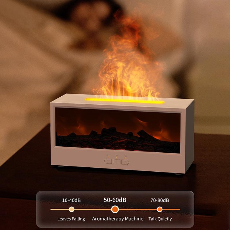 Fireplace Air Humidifier with LED Light Resin  Aroma Essential Oil Diffuser  Remote Control for Home Office Creative Gift