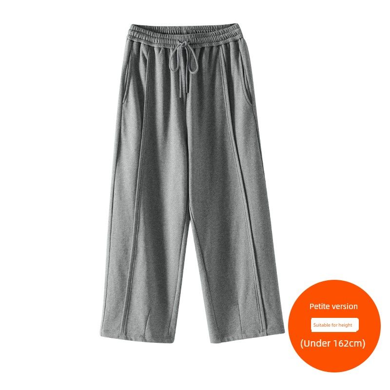 Plus size women clothing [Fashionable Walking Sweatpants] Three Pants Length Chubby Girl High Waist Straight Loose Wide Leg Casual Pants