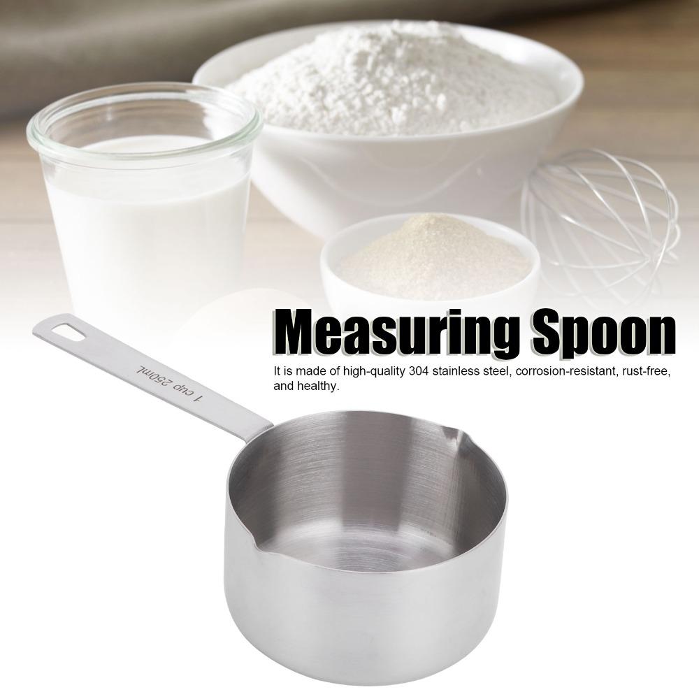 Stainless Steel Measuring Cup Dual Pour Mouth Baking Dosing Spoon Measuring Scoop  Food Ingredients