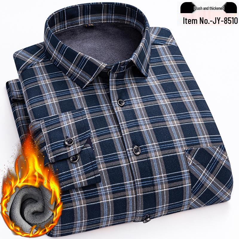 Men's Winter Warm Double-Sided Velvet Long-Sleeve Shirt
